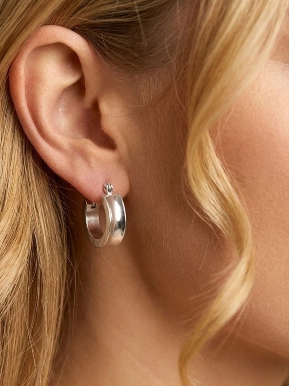 Vintage 70’s 950 Silver Hoops Huggies Earrings
